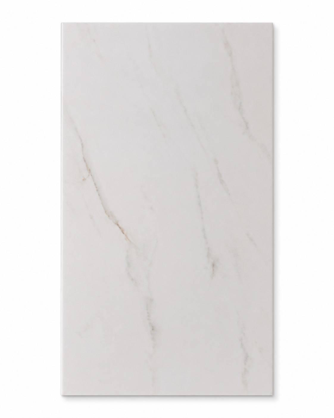 White marble-look tile sample available through AVS Flooring